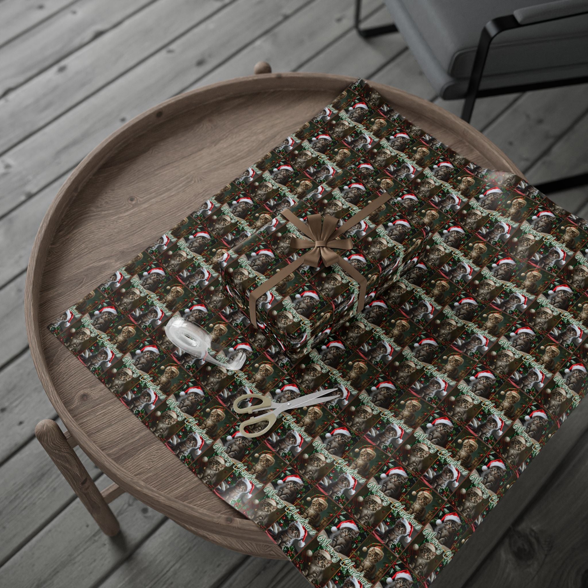 Meowy Christmas Kitten Themed Gift Wrap - Paper Products, Gift Wrapping Paper - EpiAl's Shop