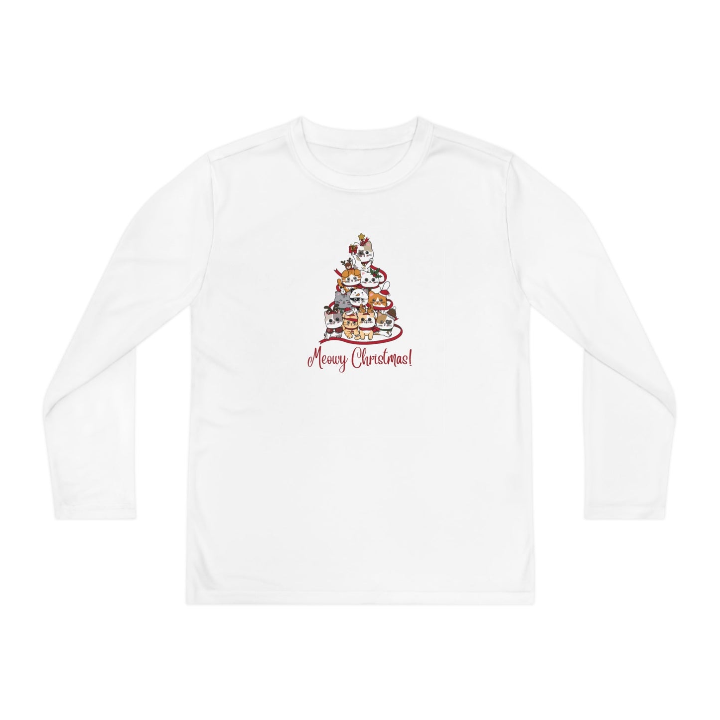 Meowy Christmas Youth Long Sleeve Competitor Tee - Kids clothes - Epileptic Al’s Shop