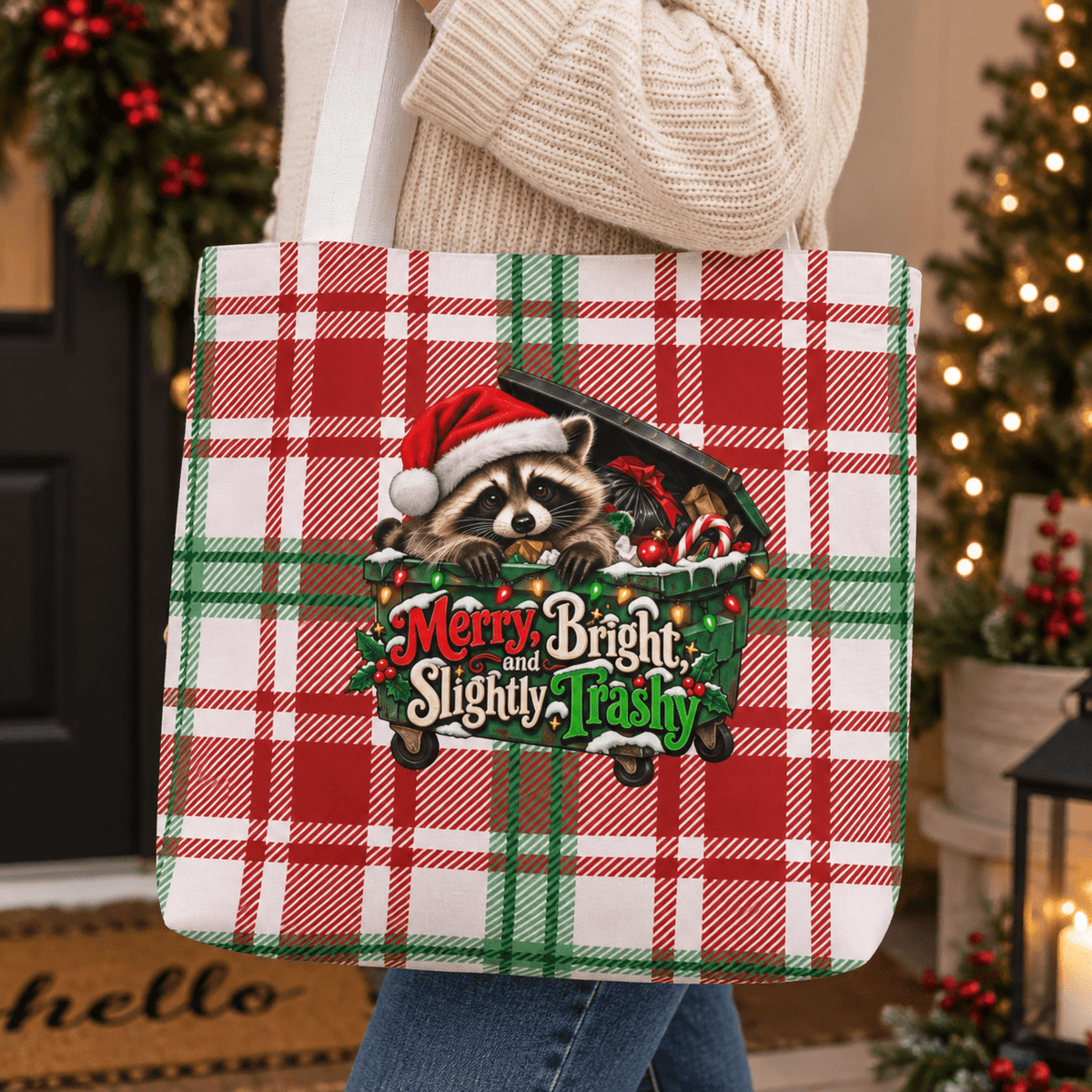 Merry, Bright & Slightly Trashy Jimothy Christmas Tote Bag - Bags, Tote - EpiAl's Shop