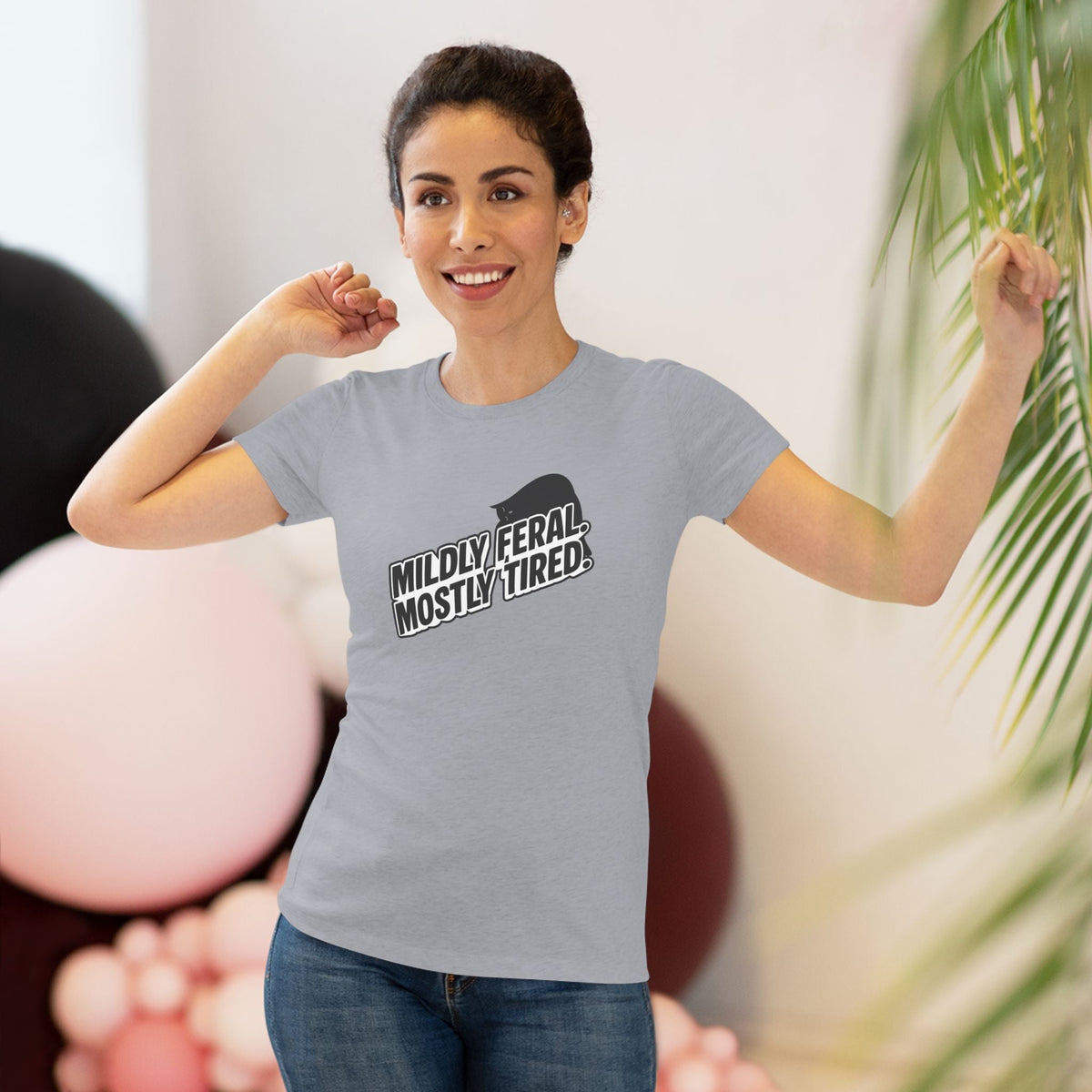 Mildly Feral Mostly Tired Slim Fit Cat Tee - Clothing, Women, T-Shirts - EpiAl's Shop