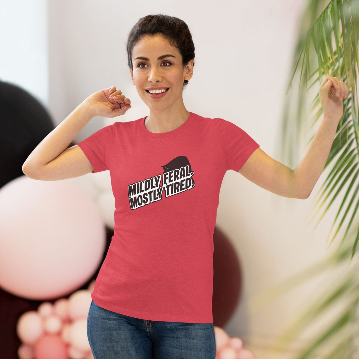Mildly Feral Mostly Tired Slim Fit Cat Tee - Clothing, Women, T-Shirts - EpiAl's Shop