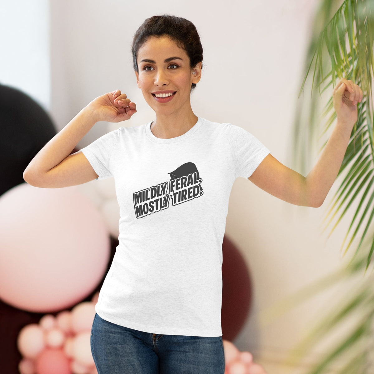 Mildly Feral Mostly Tired Slim Fit Cat Tee - Clothing, Women, T-Shirts - EpiAl's Shop