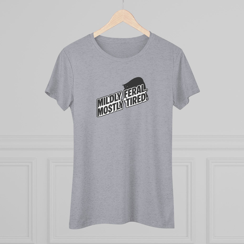 Mildly Feral Mostly Tired Slim Fit Cat Tee - Clothing, Women, T-Shirts - EpiAl's Shop