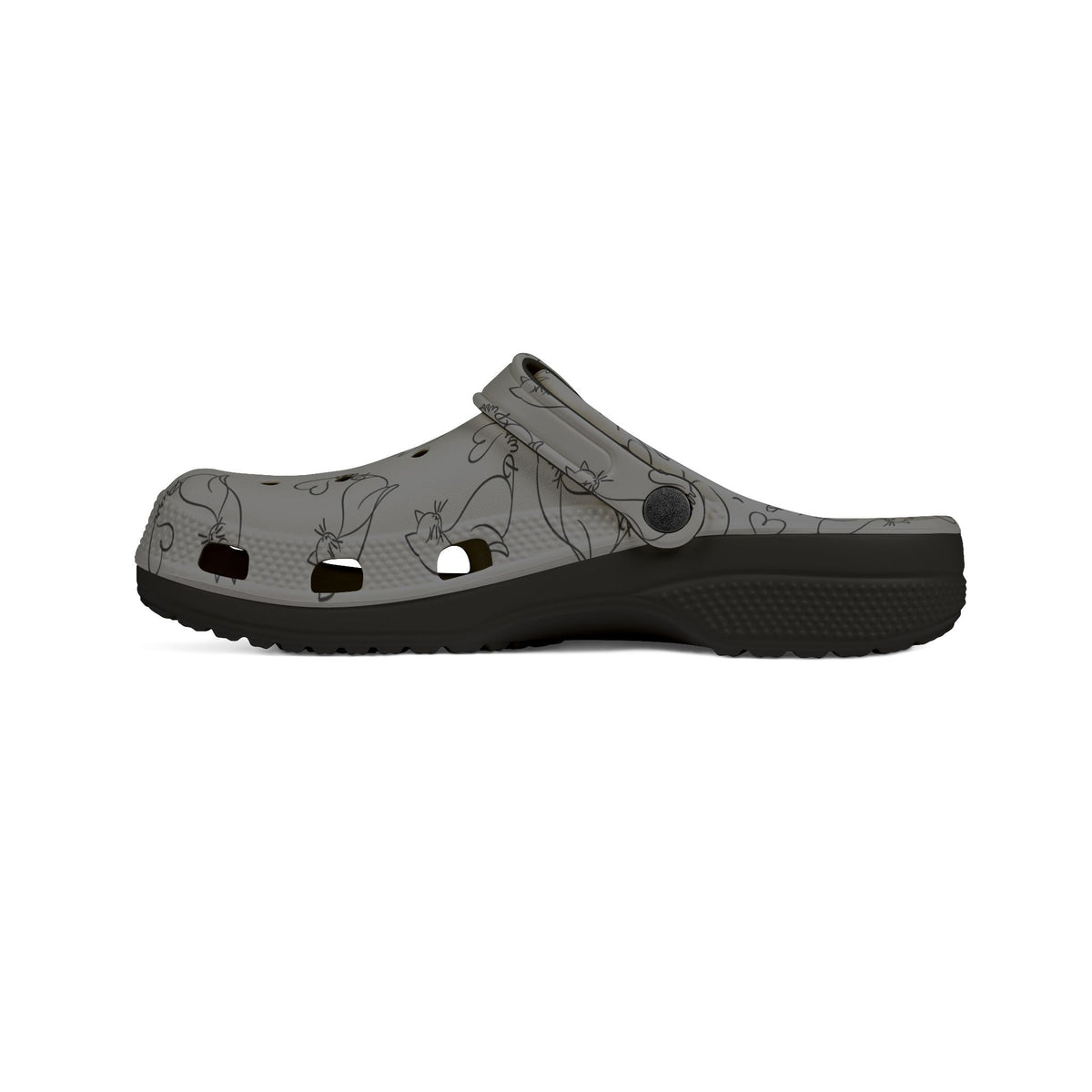 Minimalist Cat Line Art EVA Clogs – Grey All-Over Print Slip-Ons - Shoes, Clogs - EpiAl's Shop