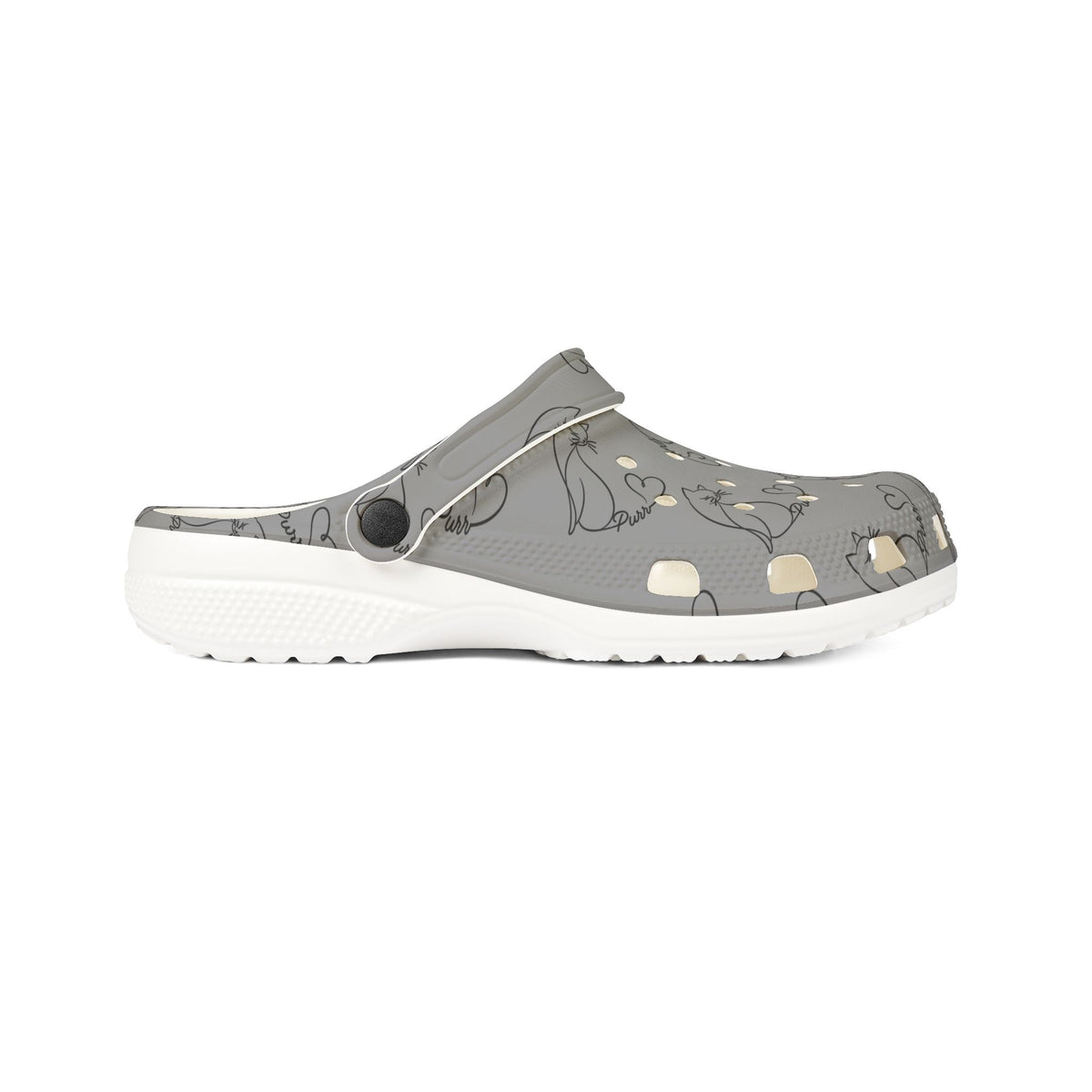 Minimalist Cat Line Art EVA Clogs – Grey All-Over Print Slip-Ons - Shoes, Clogs - EpiAl's Shop