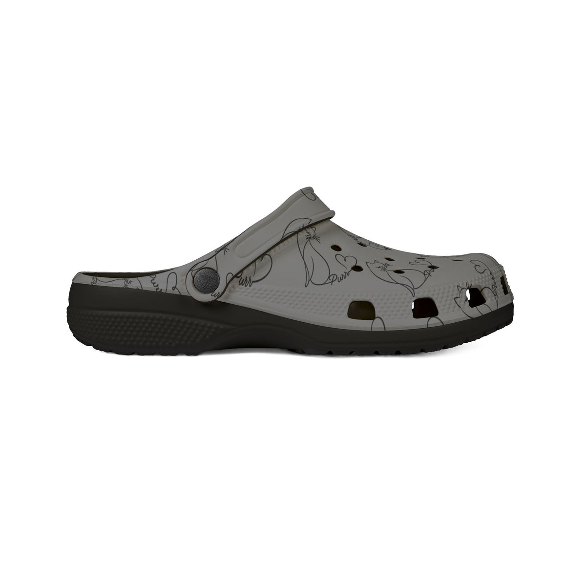 Minimalist Cat Line Art EVA Clogs – Grey All-Over Print Slip-Ons - Shoes, Clogs - EpiAl's Shop