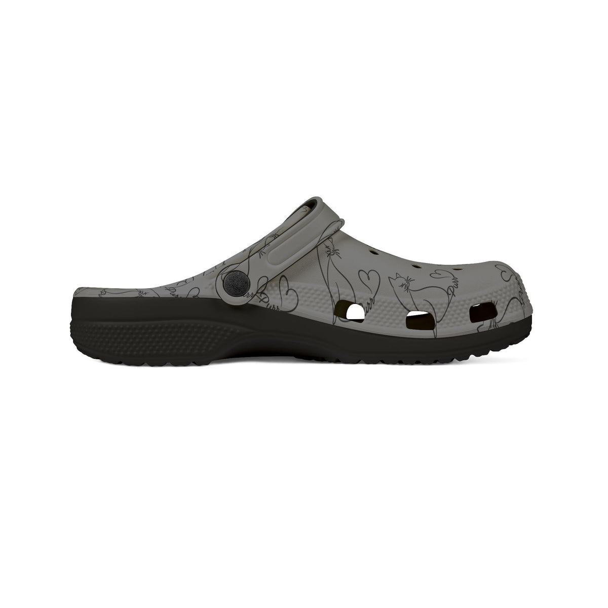 Minimalist Cat Line Art EVA Clogs – Grey All-Over Print Slip-Ons - Shoes, Clogs - EpiAl's Shop