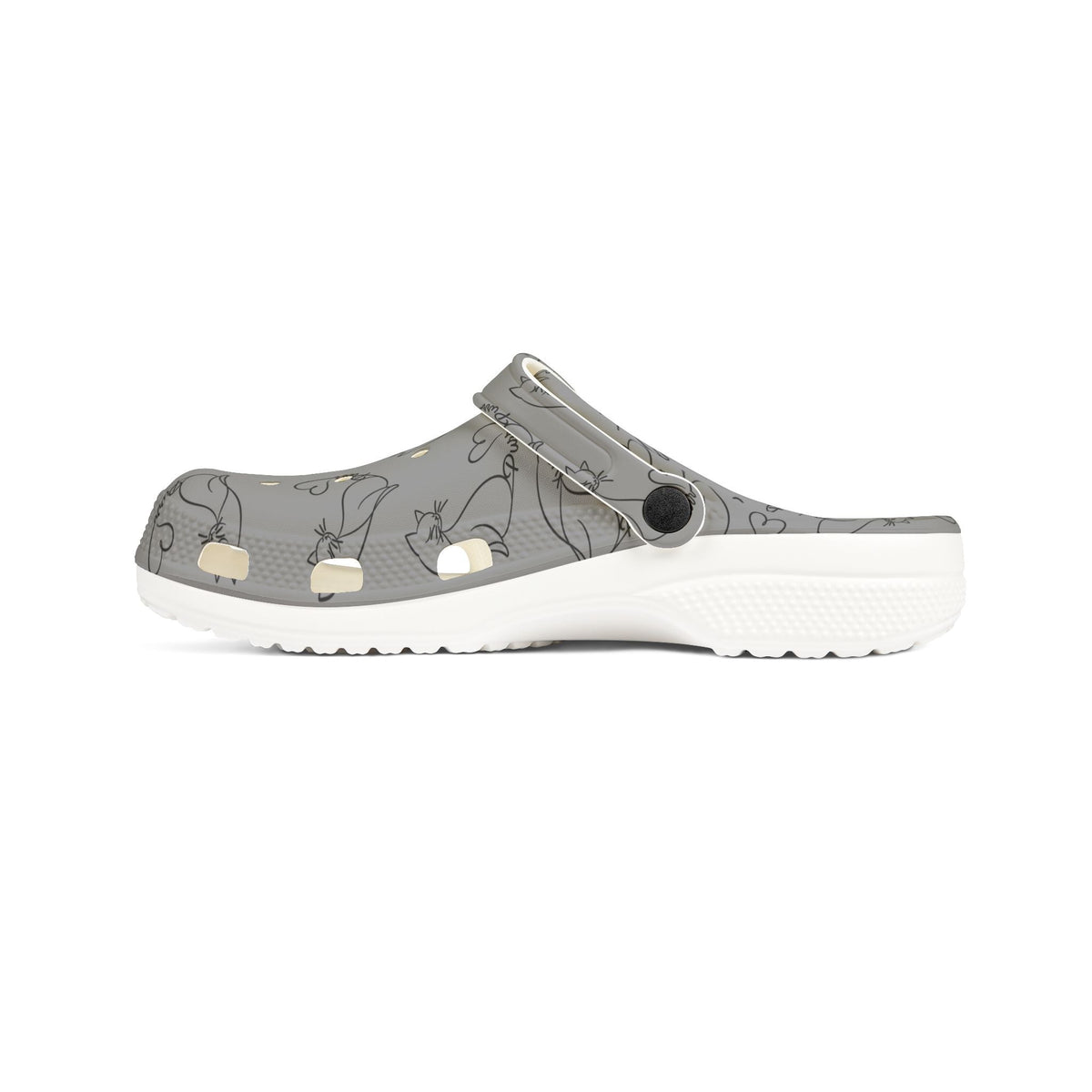 Minimalist Cat Line Art EVA Clogs – Grey All-Over Print Slip-Ons - Shoes, Clogs - EpiAl's Shop