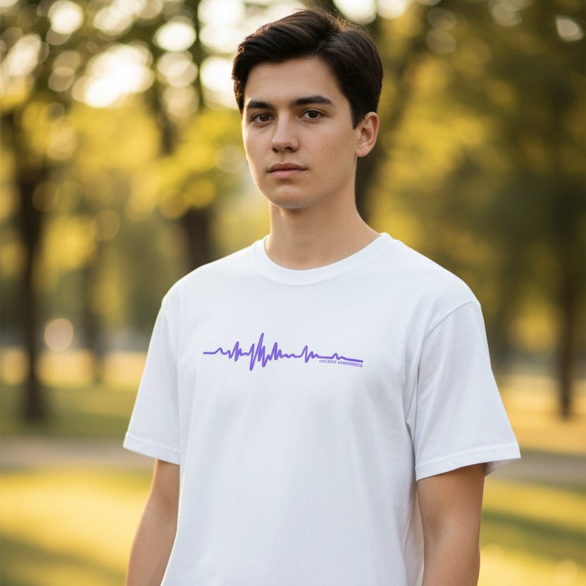 Minimalist Epilepsy Awareness EEG Wave Unisex T-Shirt – Purple Line Design - Clothing, Unisex, T-Shirts - EpiAl's Shop