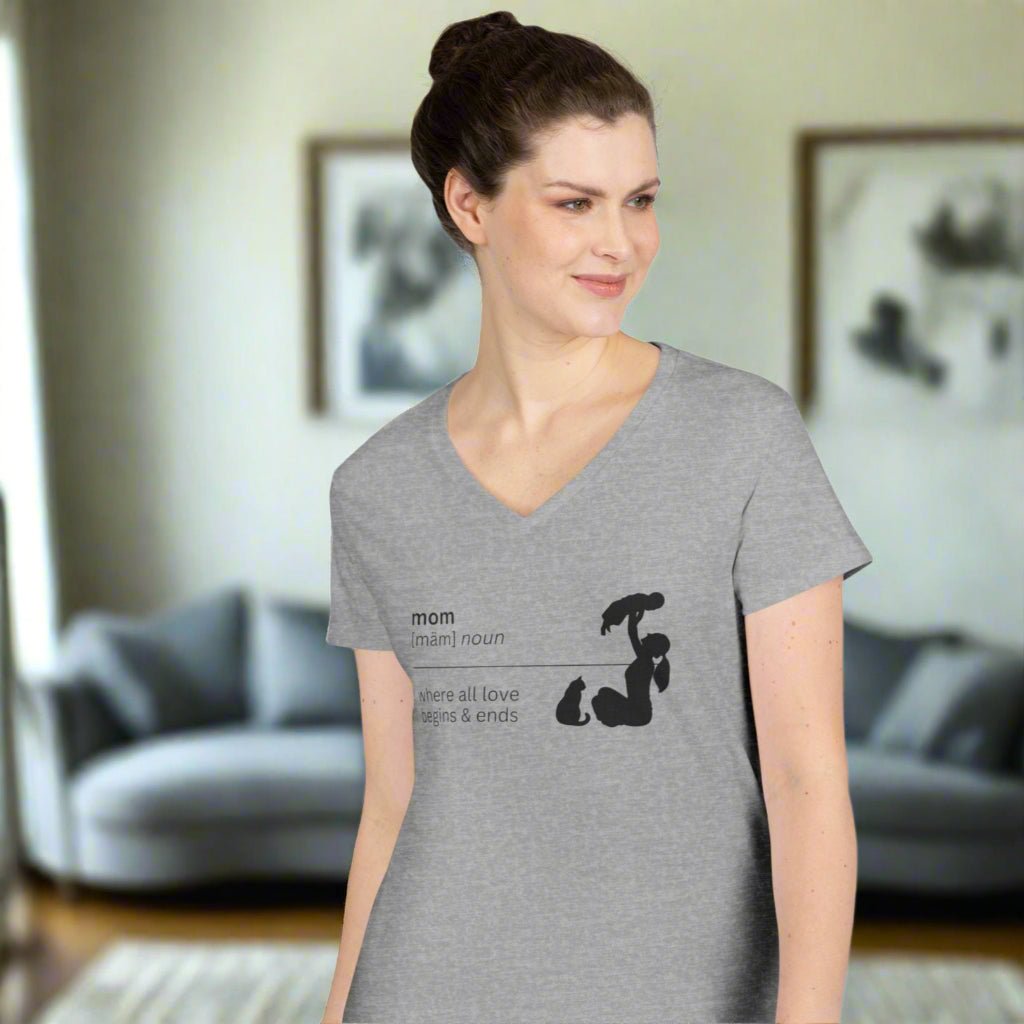 Mom Definition V - Neck T-Shirt - Where Love Begins - Clothing, T-shirts - EpiAl's Shop