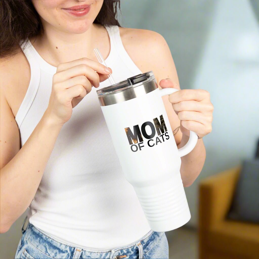 Mom of Cats Insulated Travel Mug - 40oz Coffee Tumbler for Cat Lovers - Drinkware, Travel Mugs - EpiAl's Shop