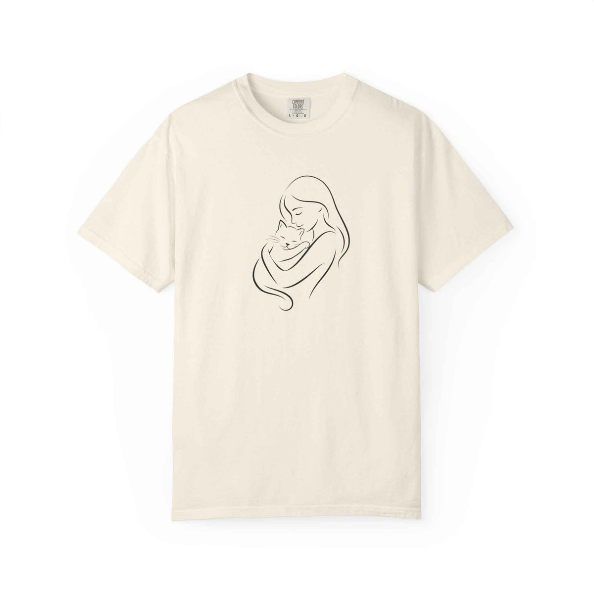 Mother & Cat Embrace T-Shirt | Minimal Line Art Cat Mom Shirt - Clothing, Unisex, T-Shirts - EpiAl's Shop