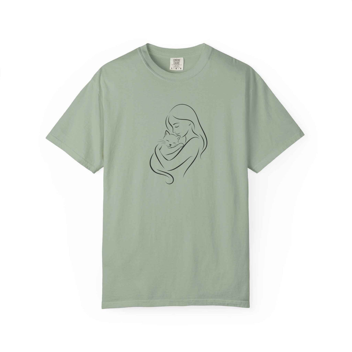 Mother & Cat Embrace T-Shirt | Minimal Line Art Cat Mom Shirt - Clothing, Unisex, T-Shirts - EpiAl's Shop