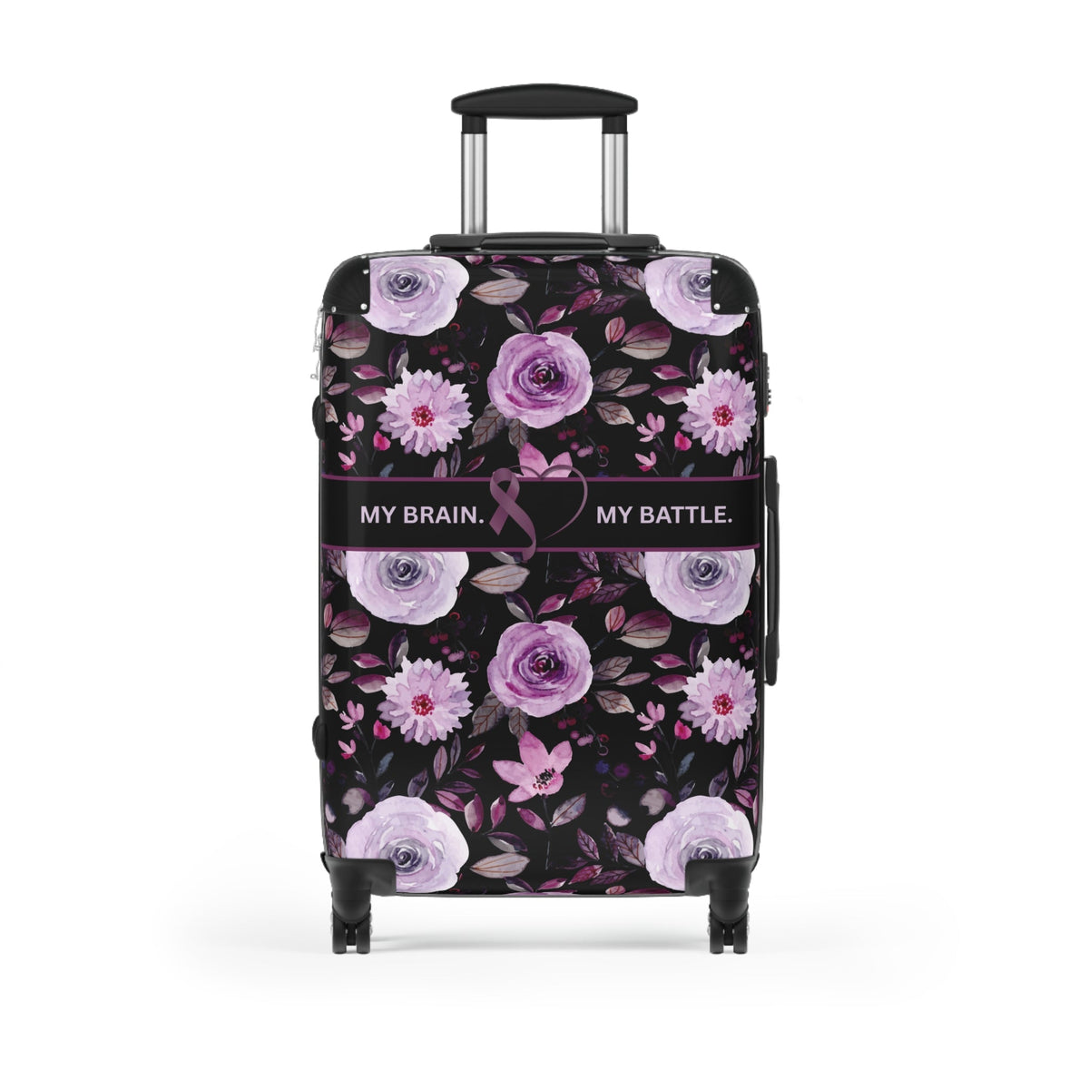 My Brain. My Battle. Epilepsy Awareness Hard-Shell Suitcase | Purple Floral Luggage - Bags, Suitcases - EpiAl's Shop