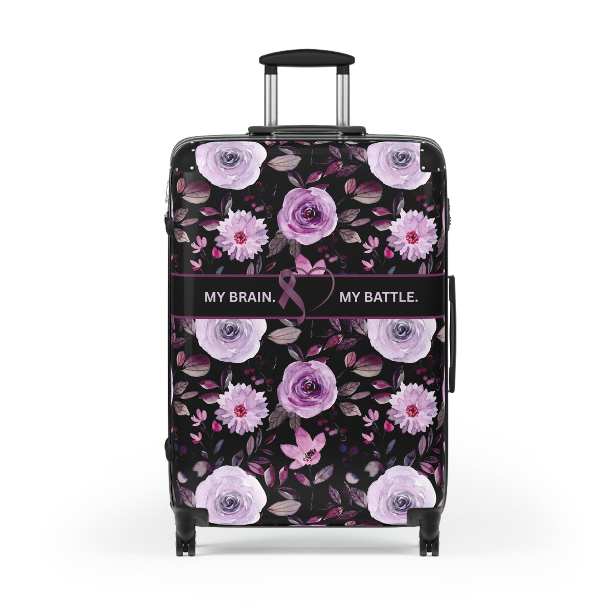 My Brain. My Battle. Epilepsy Awareness Hard-Shell Suitcase | Purple Floral Luggage - Bags, Suitcases - EpiAl's Shop