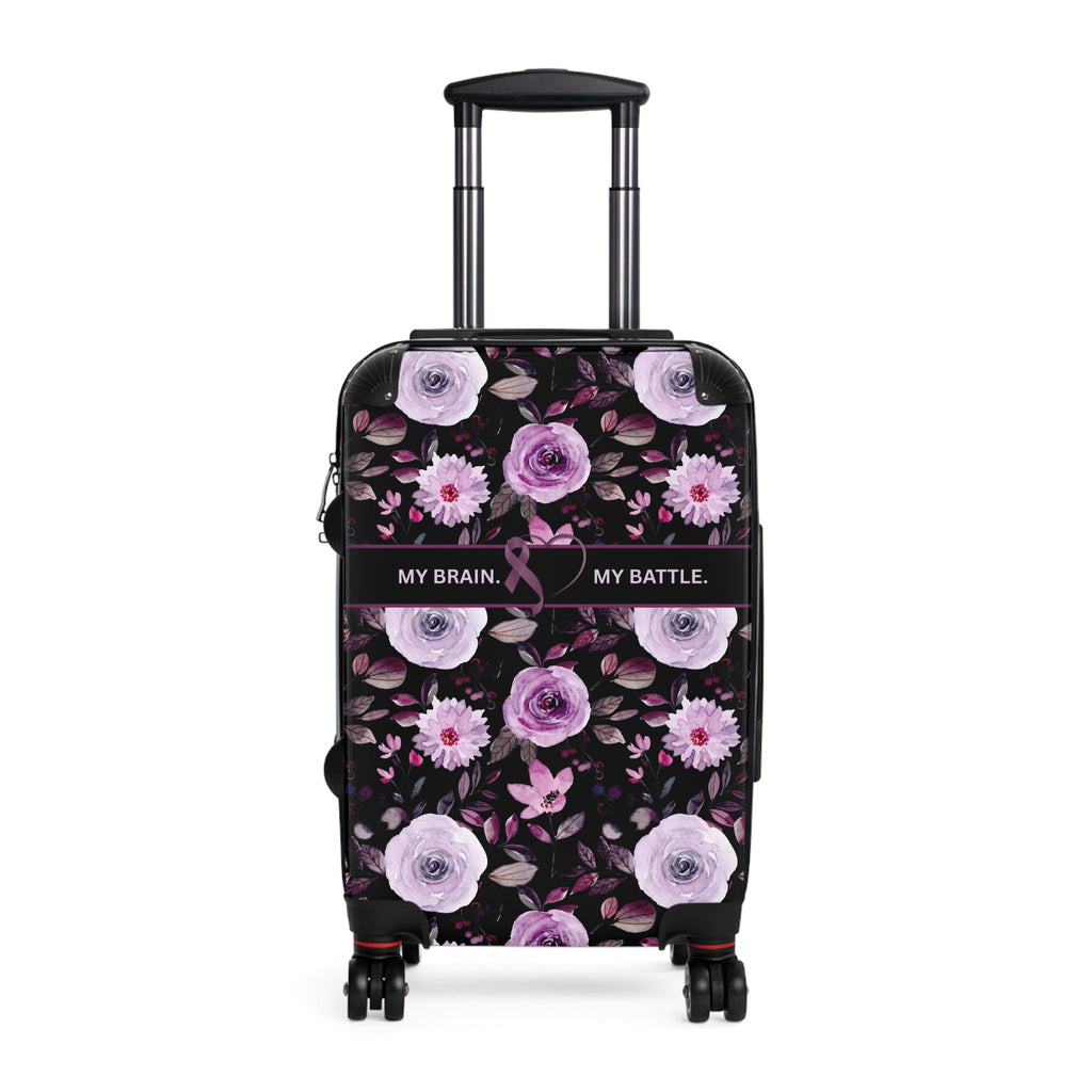 My Brain. My Battle. Epilepsy Awareness Hard-Shell Suitcase | Purple Floral Luggage - Bags, Suitcases - EpiAl's Shop