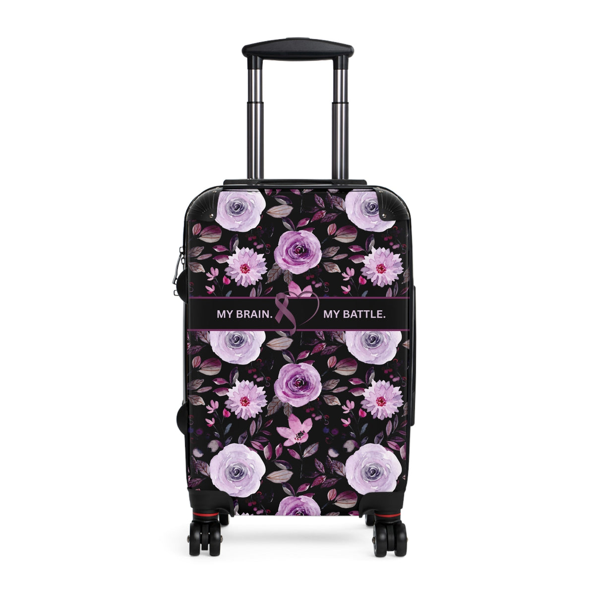 My Brain. My Battle. Epilepsy Awareness Hard-Shell Suitcase | Purple Floral Luggage - Bags, Suitcases - EpiAl's Shop