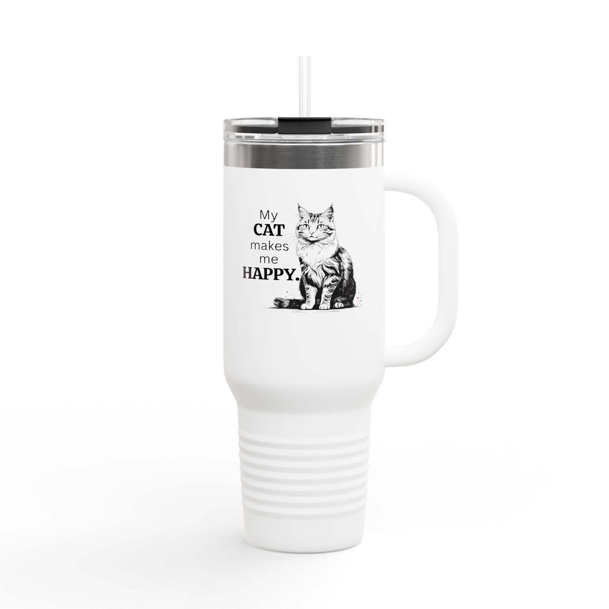 My Cat Makes Me Happy Insulated Travel Mug, 40oz - Drinkware, Travel Mugs - EpiAl's Shop