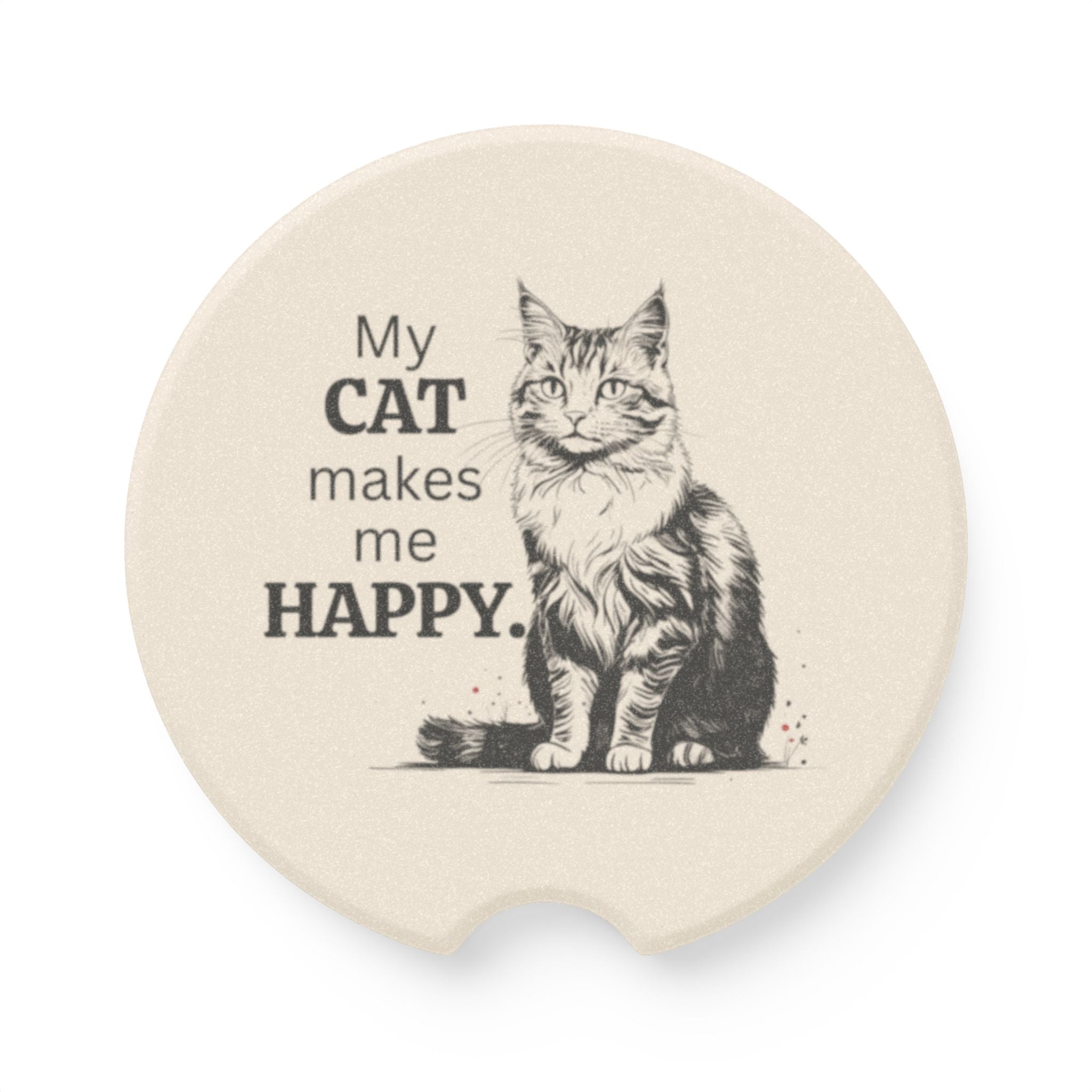My Cat Makes Me Happy Soapstone Car Coaster - Accessories, Auto, Coasters - EpiAl's Shop