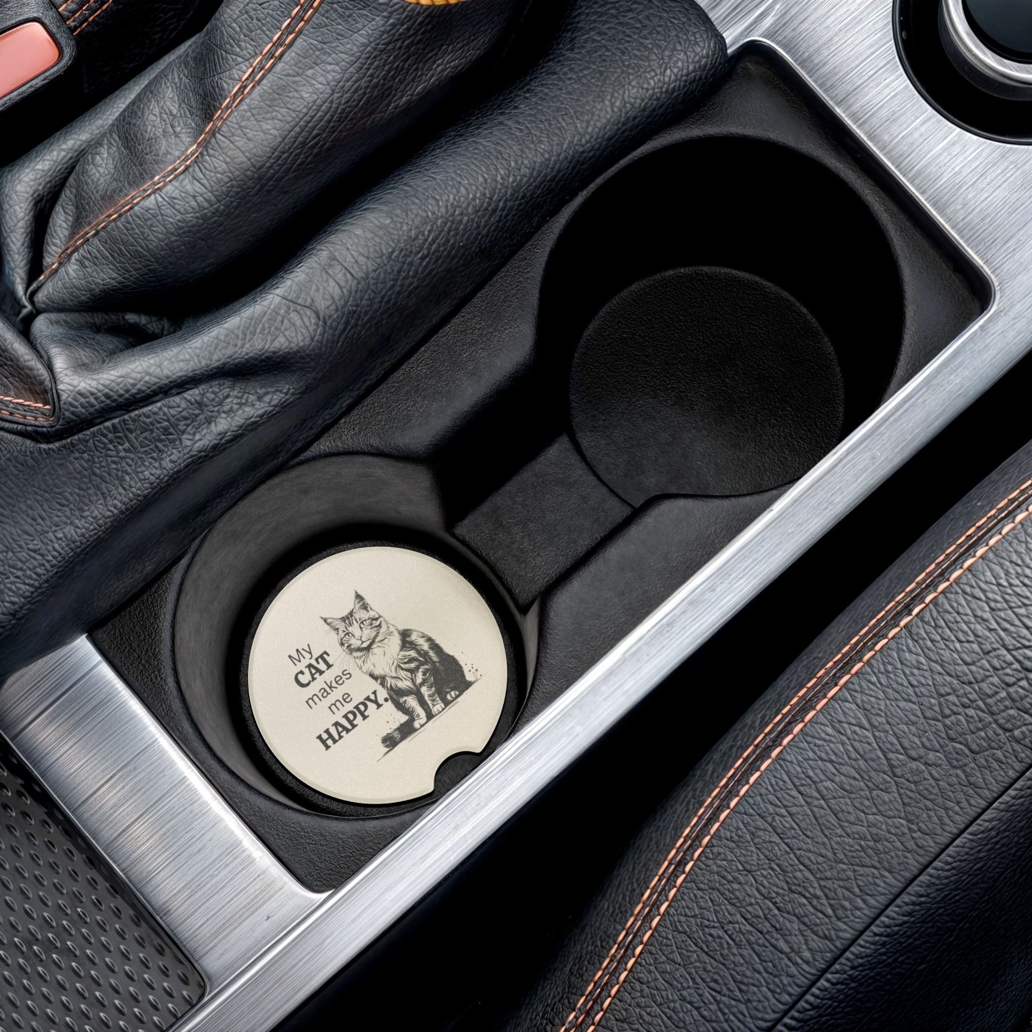 My Cat Makes Me Happy Soapstone Car Coaster - Accessories, Auto, Coasters - EpiAl's Shop