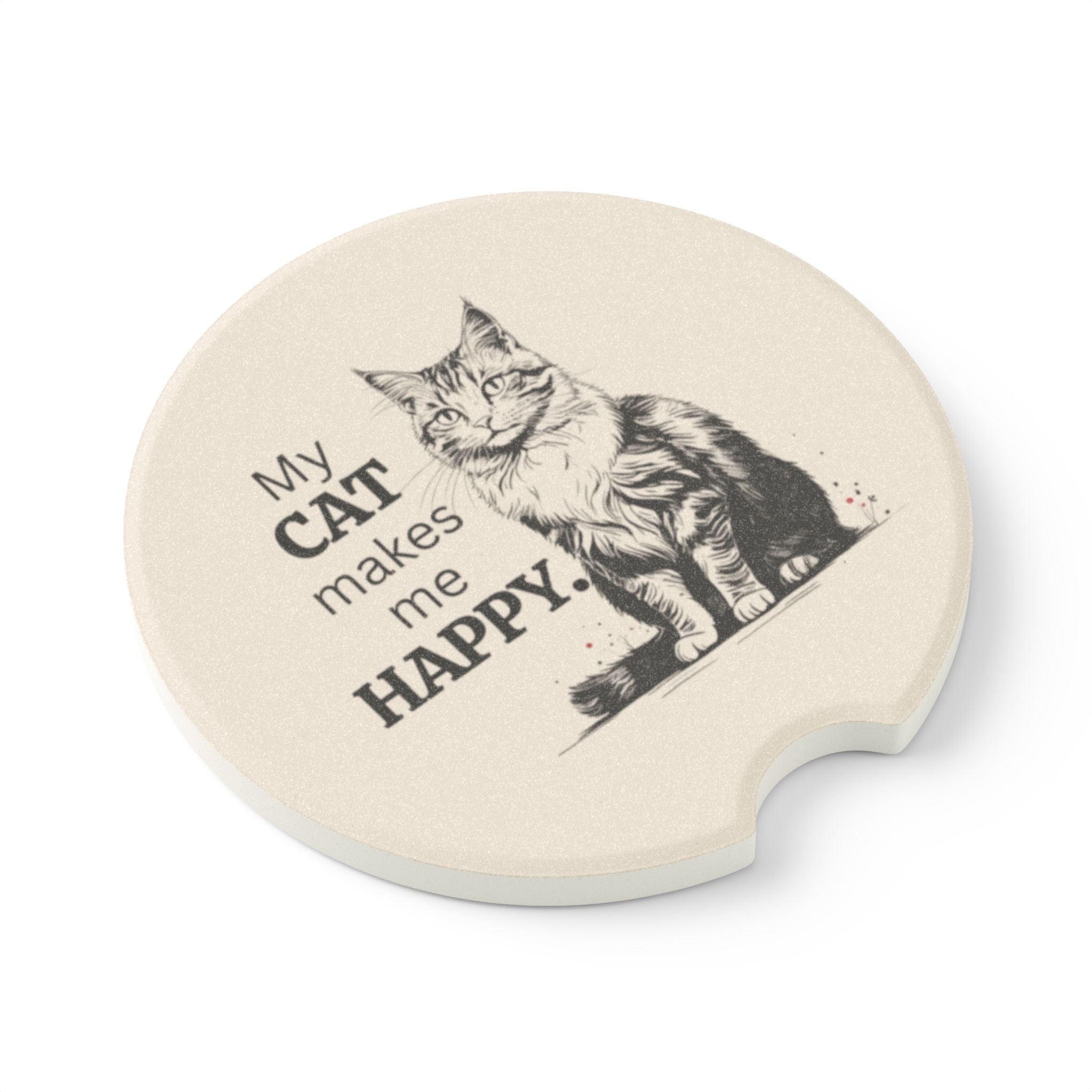 My Cat Makes Me Happy Soapstone Car Coaster - Accessories, Auto, Coasters - EpiAl's Shop