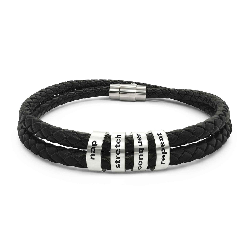 Nap Stretch Conquer Repeat Leather Bracelet - Jewelry, Bracelets - EpiAl's Shop