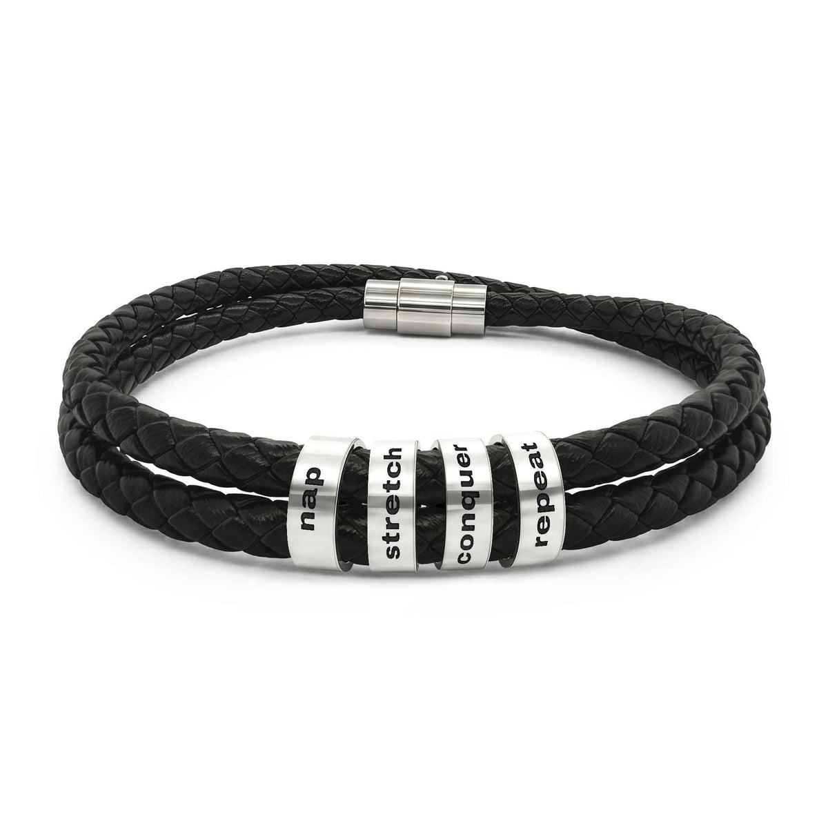 Nap Stretch Conquer Repeat Leather Bracelet - Jewelry, Bracelets - EpiAl's Shop