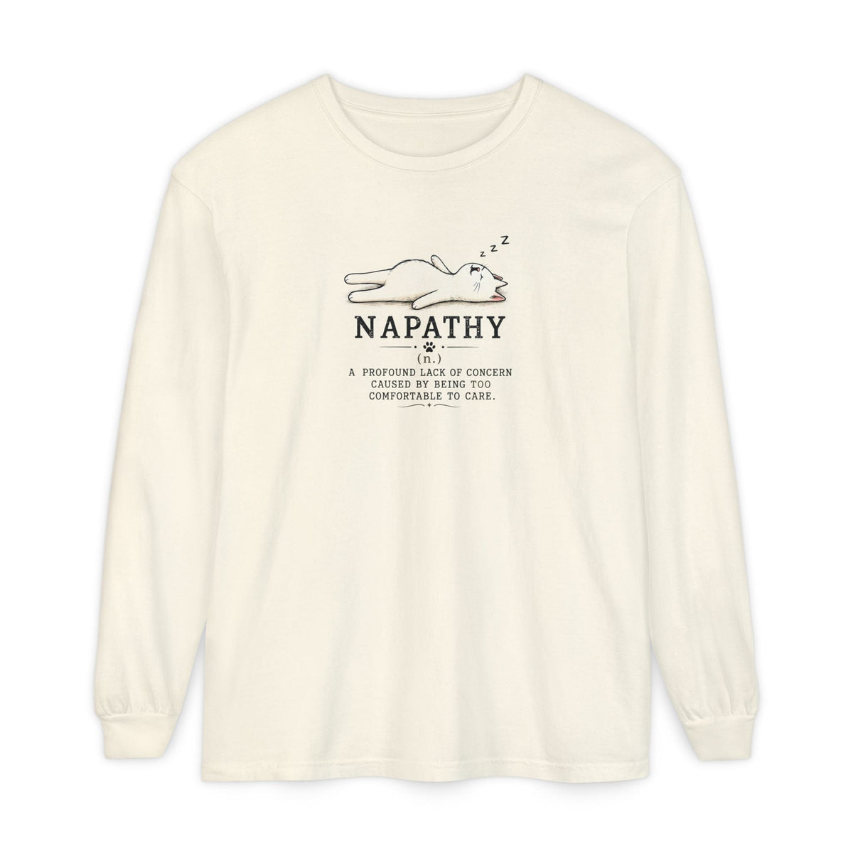 Napathy Cat Long Sleeve Shirt | Funny Sleepy Cat Graphic Tee - Clothing, Unisex, T-Shirts, Long-Sleeved - EpiAl's Shop