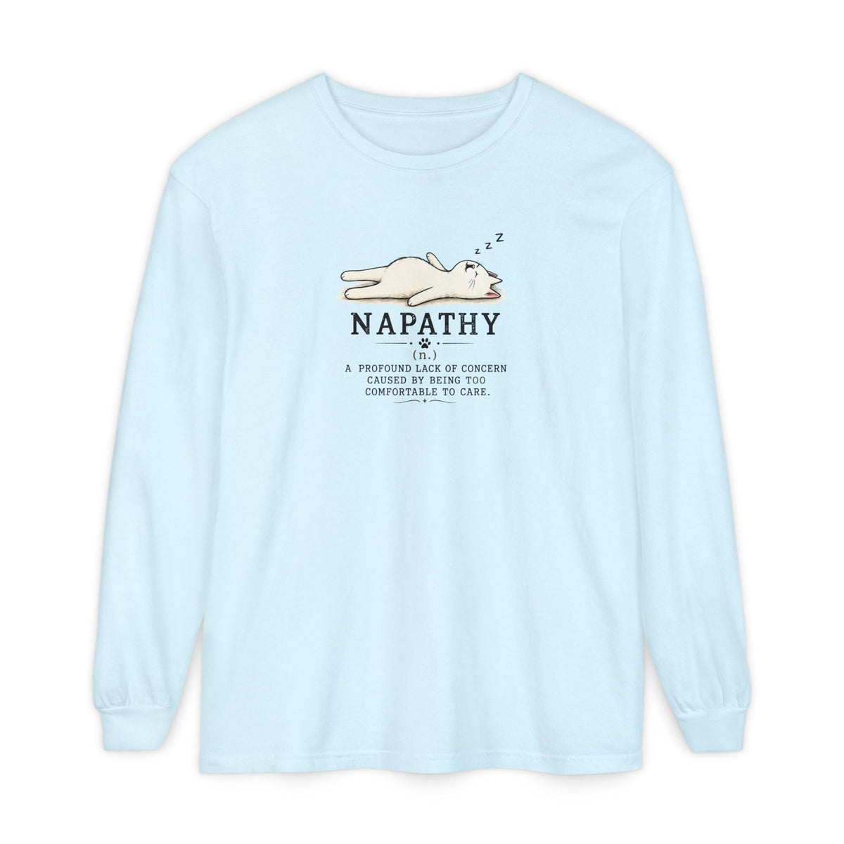 Napathy Cat Long Sleeve Shirt | Funny Sleepy Cat Graphic Tee - Clothing, Unisex, T-Shirts, Long-Sleeved - EpiAl's Shop