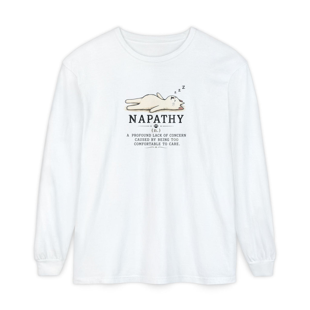 Napathy Cat Long Sleeve Shirt | Funny Sleepy Cat Graphic Tee - Clothing, Unisex, T-Shirts, Long-Sleeved - EpiAl's Shop