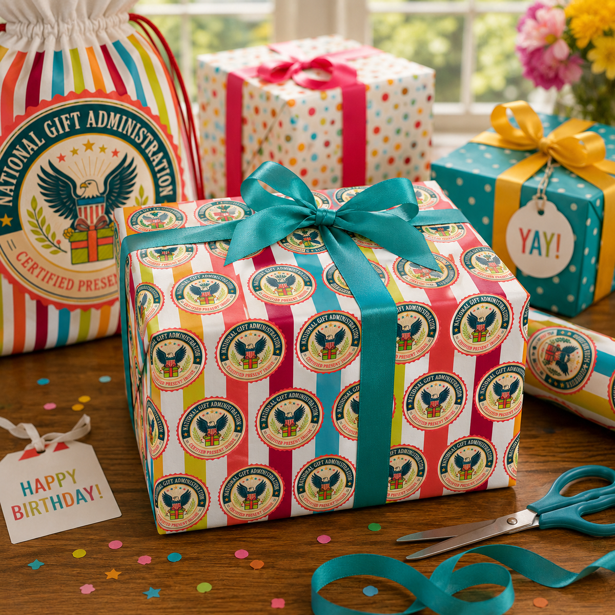 National Gift Administration Wrapping Paper | Certified Present Inside Official Gift Wrap - Gift Wrap, Paper - EpiAl's Shop