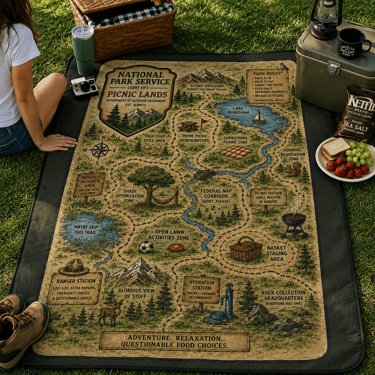 National Park Service (Sort Of) Picnic Lands Blanket | Funny Americana - Decor, Blankets, Picnic - EpiAl's Shop