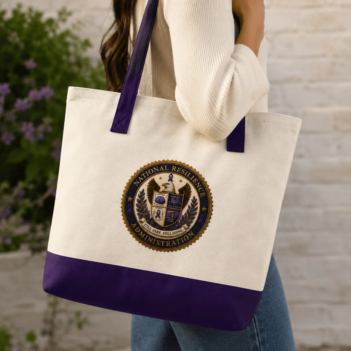 National Resilience Administration Canvas Tote Bag | Epilepsy Awareness Zippered Carryall - Bags, Carryall - EpiAl's Shop