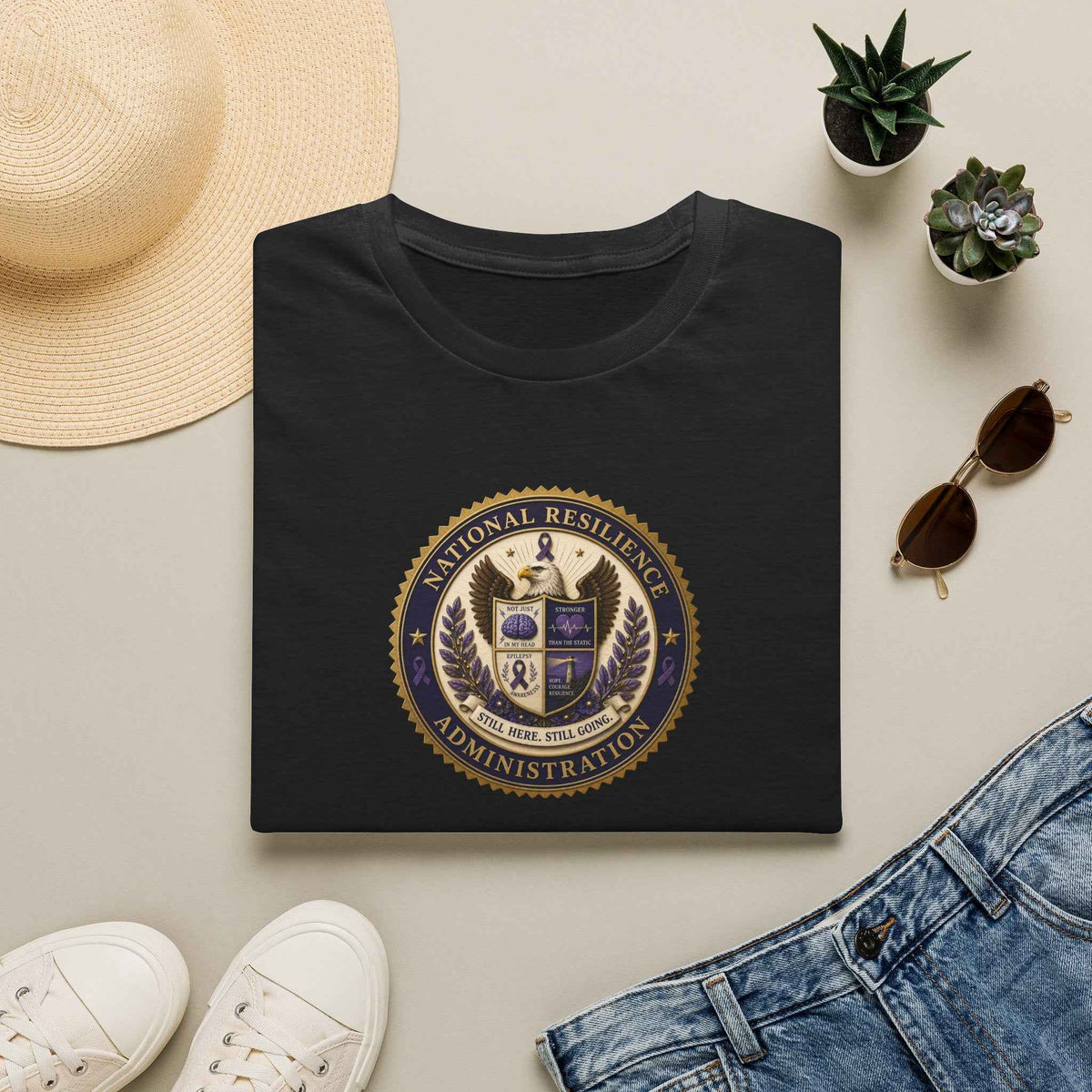 National Resilience Administration T-Shirt | Still Here. Still Going. Epilepsy Awareness Tee - Clothing, Unisex, T-Shirts - EpiAl's Shop
