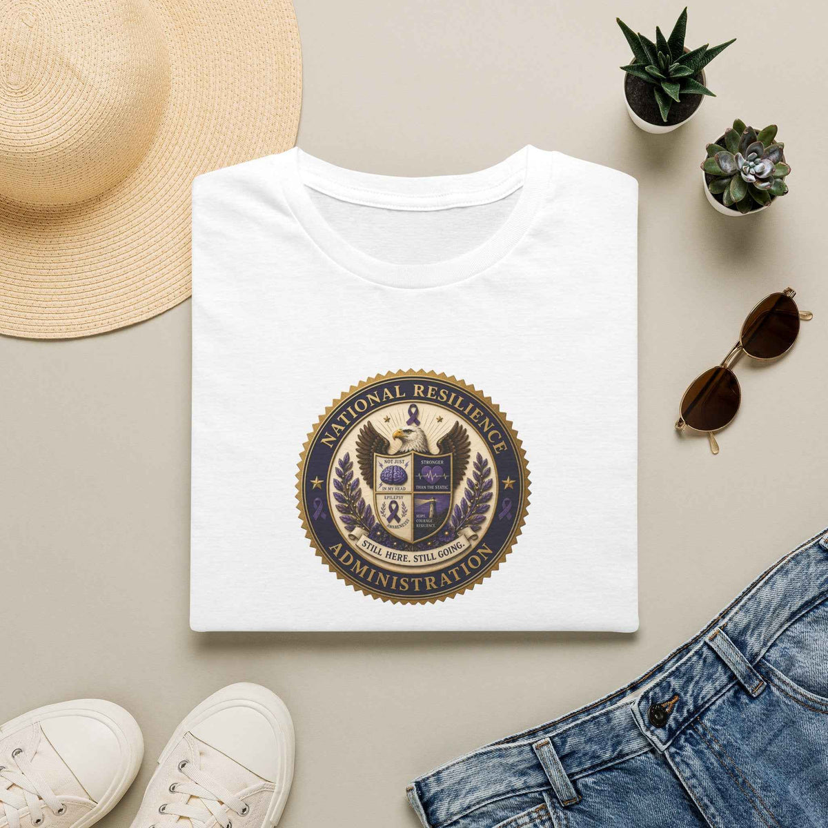 National Resilience Administration T-Shirt | Still Here. Still Going. Epilepsy Awareness Tee - Clothing, Unisex, T-Shirts - EpiAl's Shop