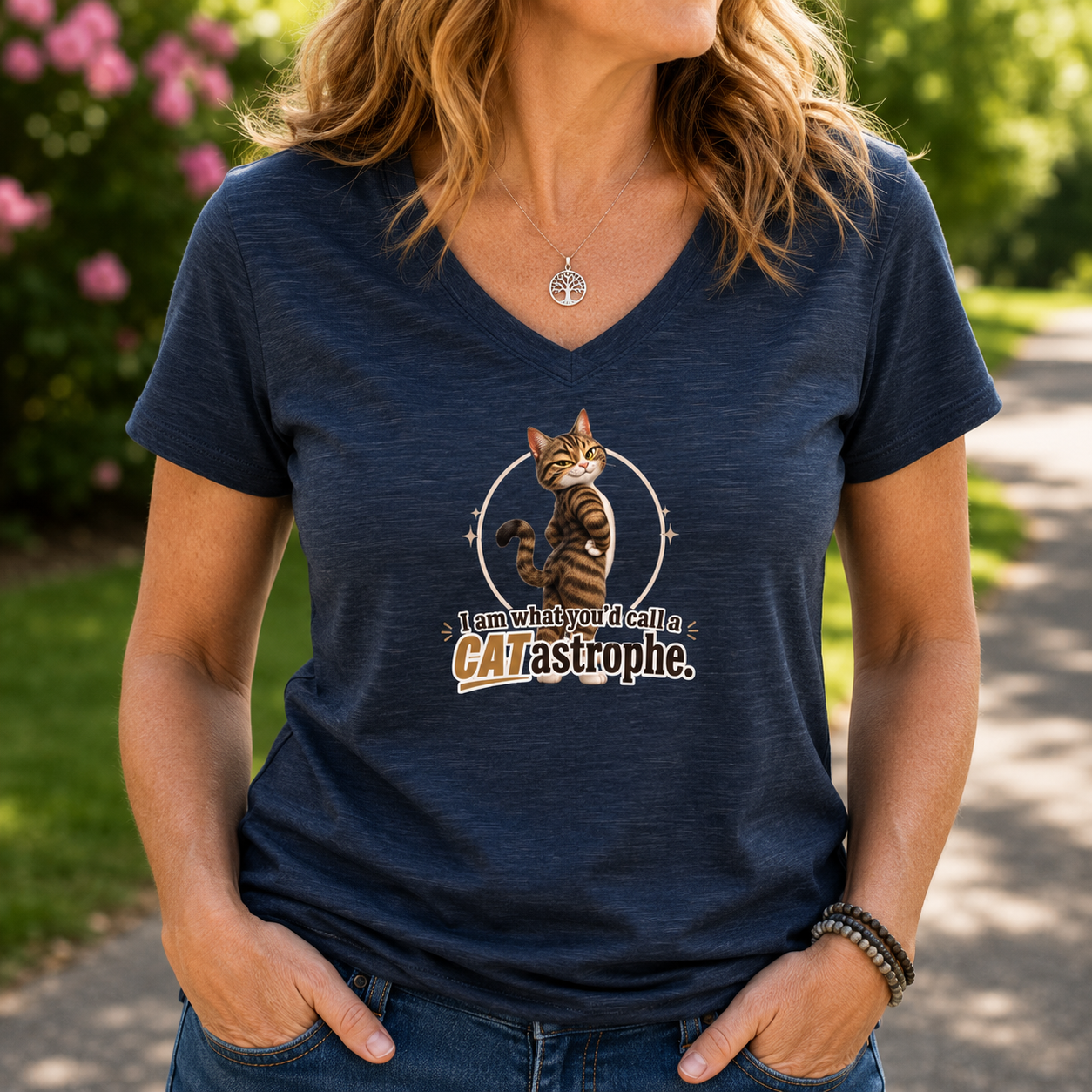 CATastrophe Women’s Relaxed V-Neck T-Shirt