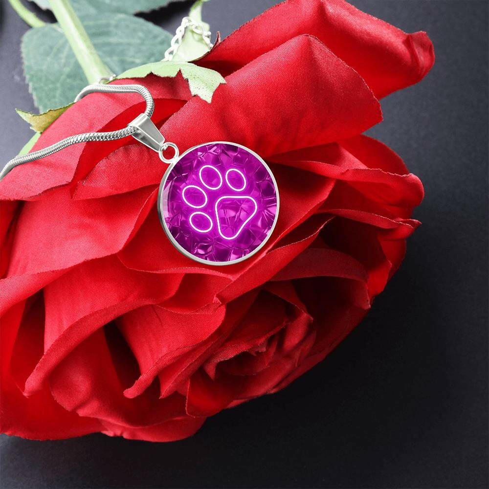 Neon Pink Paw Necklace - Jewelry - Epileptic Al’s Shop