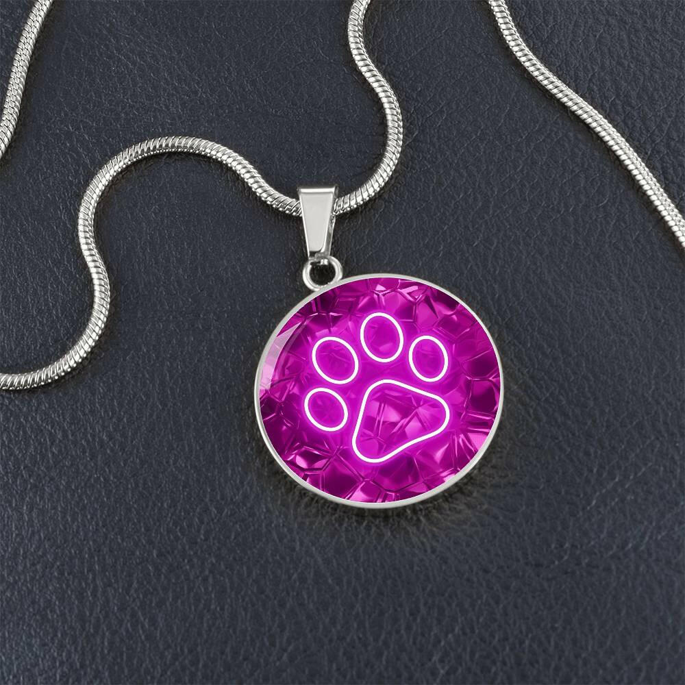Neon Pink Paw Necklace - Jewelry - Epileptic Al’s Shop
