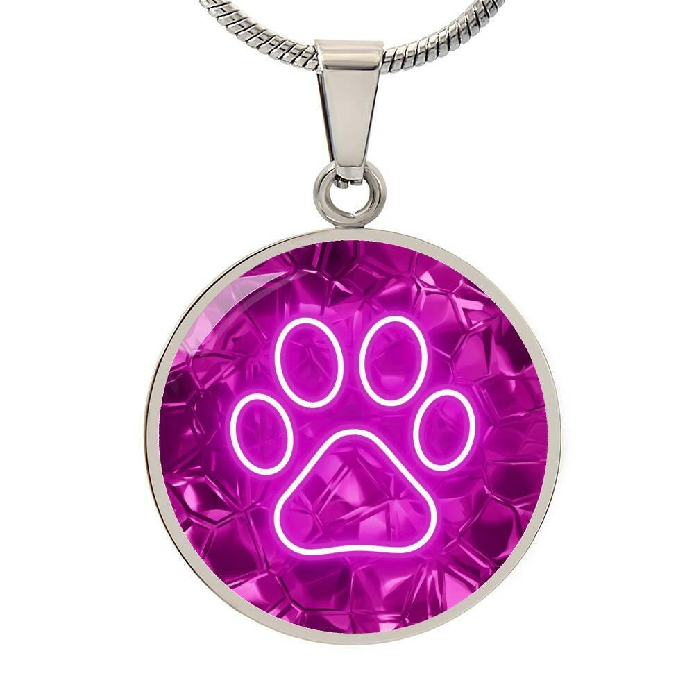 Neon Pink Paw Necklace - Jewelry - Epileptic Al’s Shop