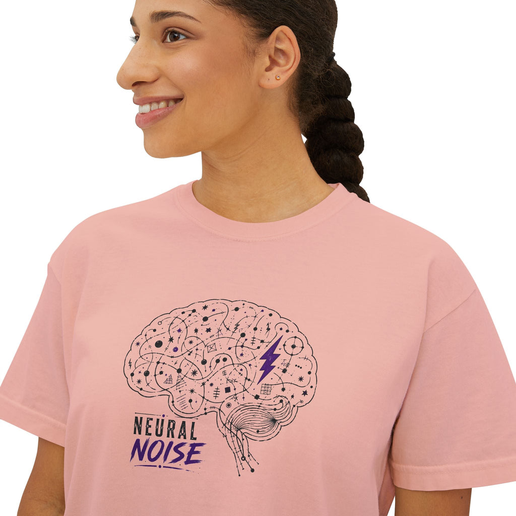 Neural Noise Boxy Crop T-Shirt | Abstract Brain Epilepsy Awareness Graphic Tee - Clothing, Women, T-Shirts, Cropped - EpiAl's Shop