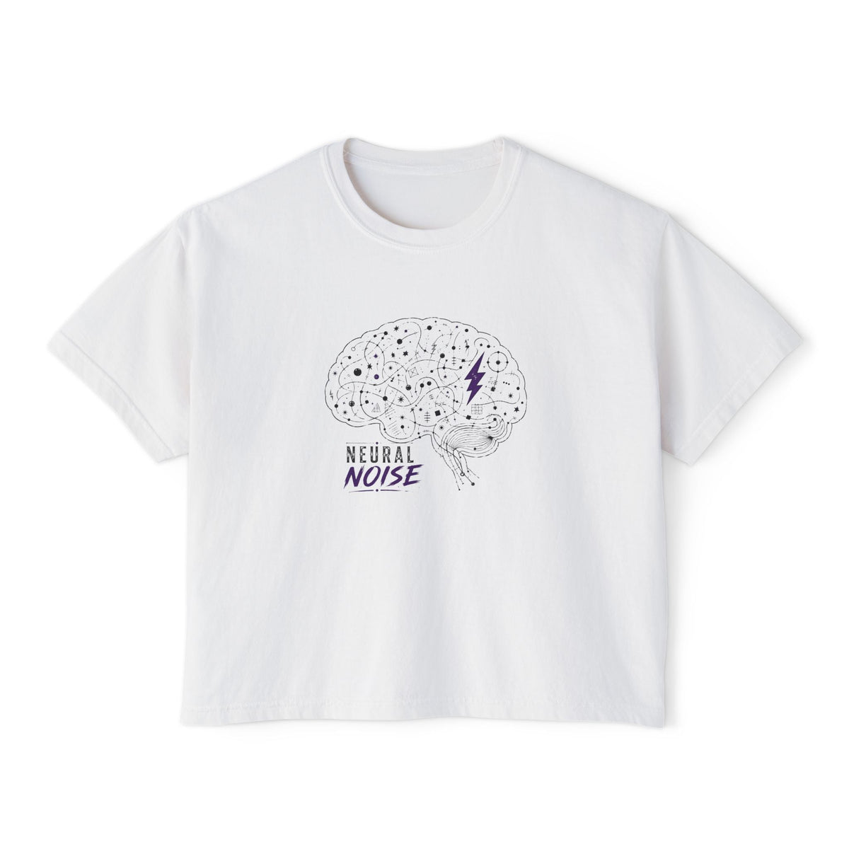 Neural Noise Boxy Crop T-Shirt | Abstract Brain Epilepsy Awareness Graphic Tee - Clothing, Women, T-Shirts, Cropped - EpiAl's Shop