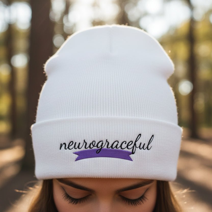 Neurograceful Embroidered Beanie – Epilepsy Awareness Knit Hat - Hats, Beanie - EpiAl's Shop