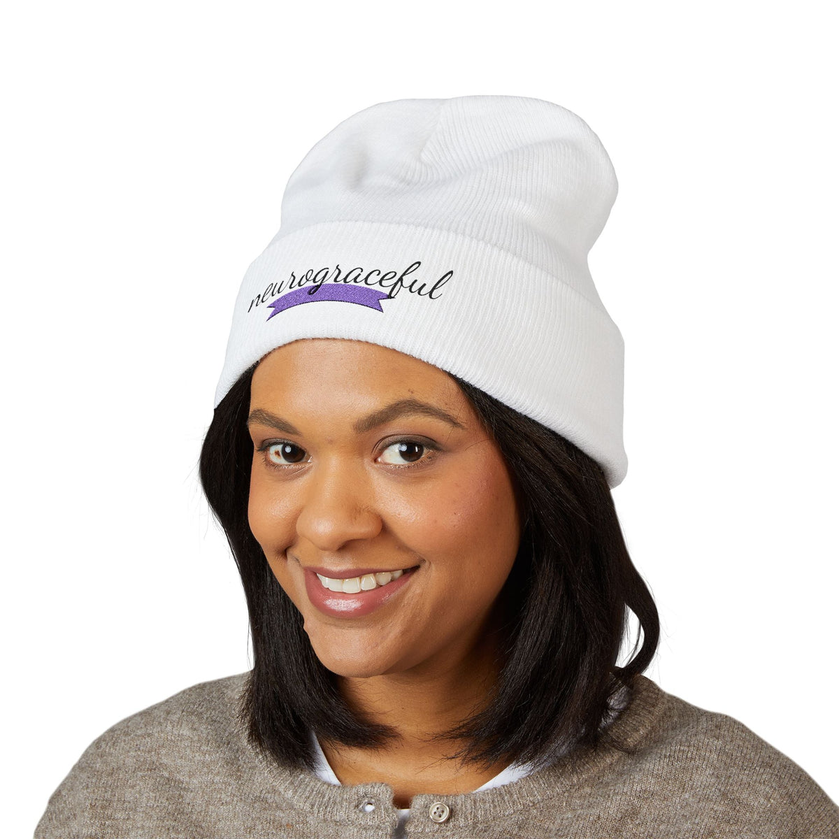 Neurograceful Embroidered Beanie – Epilepsy Awareness Knit Hat - Hats, Beanie - EpiAl's Shop