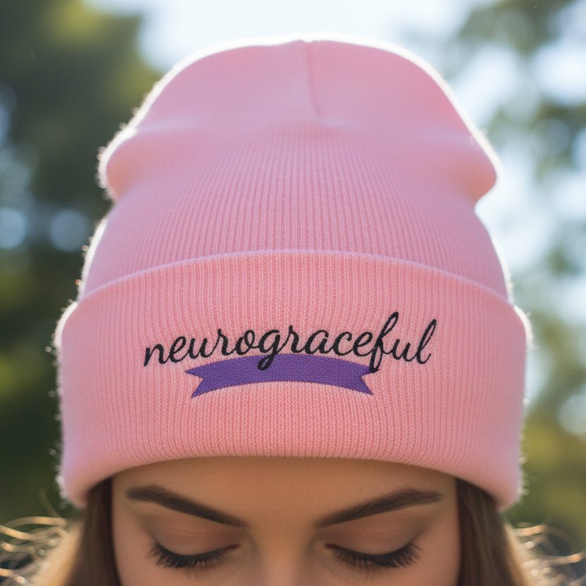 Neurograceful Embroidered Beanie – Epilepsy Awareness Knit Hat - Hats, Beanie - EpiAl's Shop