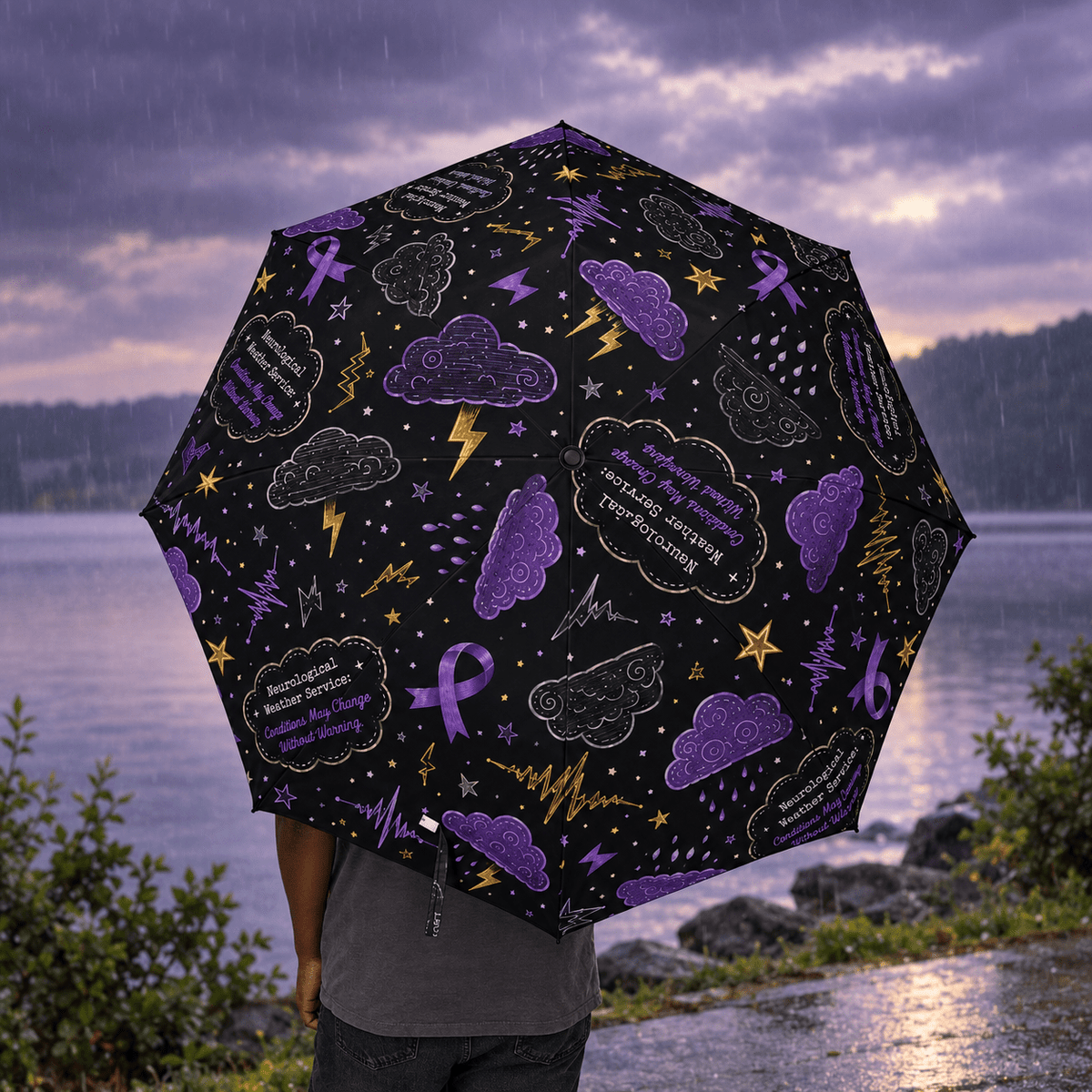 Neurological Weather Service Epilepsy Awareness Umbrella (Semi‑Automatic) - Rain Gear, Umbrellas - EpiAl's Shop