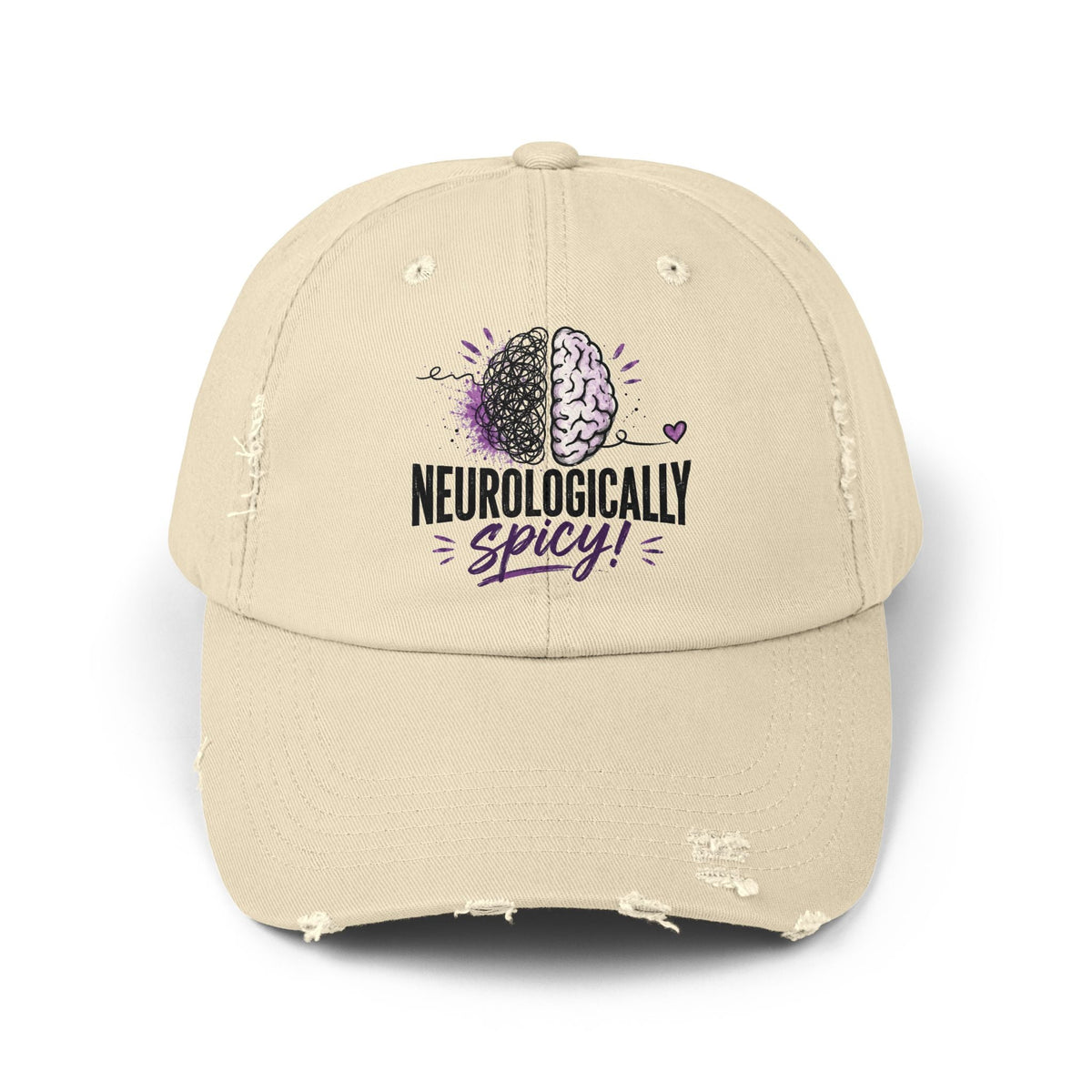 Neurologically Spicy Distressed Cap | Epilepsy Awareness Brain Hat - Hats, Baseball & Trucker - EpiAl's Shop