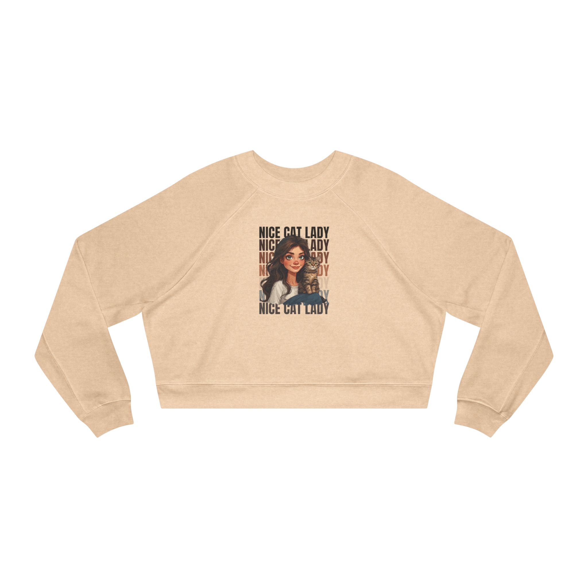Nice Cat Lady Cropped Pullover | Cozy Women's Sweatshirt - Clothing, Sweatshirts, Crop - EpiAl's Shop