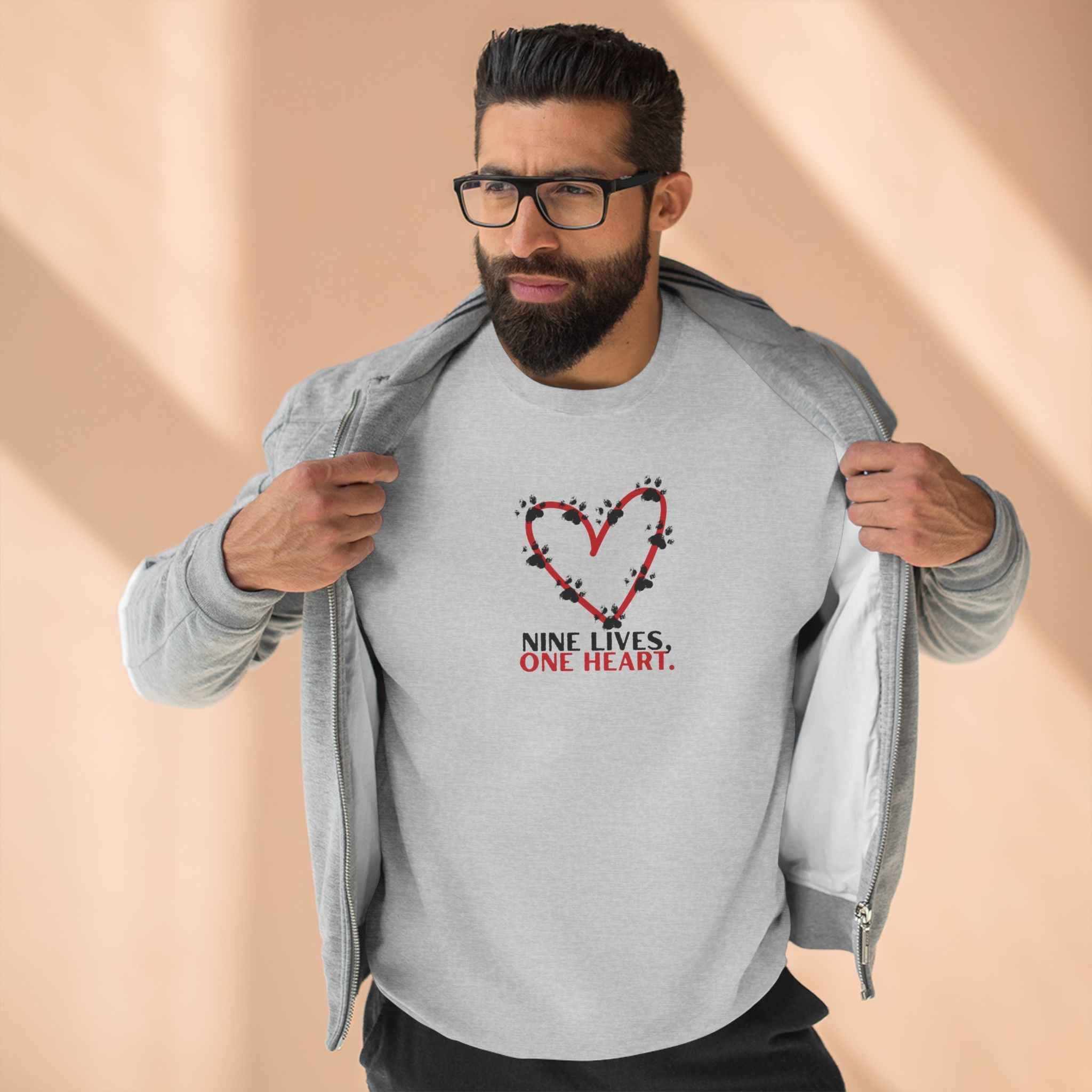 Nine Lives, One Heart – Cat Lover Sweatshirt - Clothing, Unisex, Sweatshirts - EpiAl's Shop