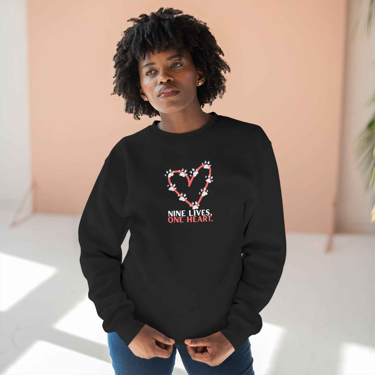 Nine Lives, One Heart – Cat Lover Sweatshirt - Clothing, Unisex, Sweatshirts - EpiAl's Shop