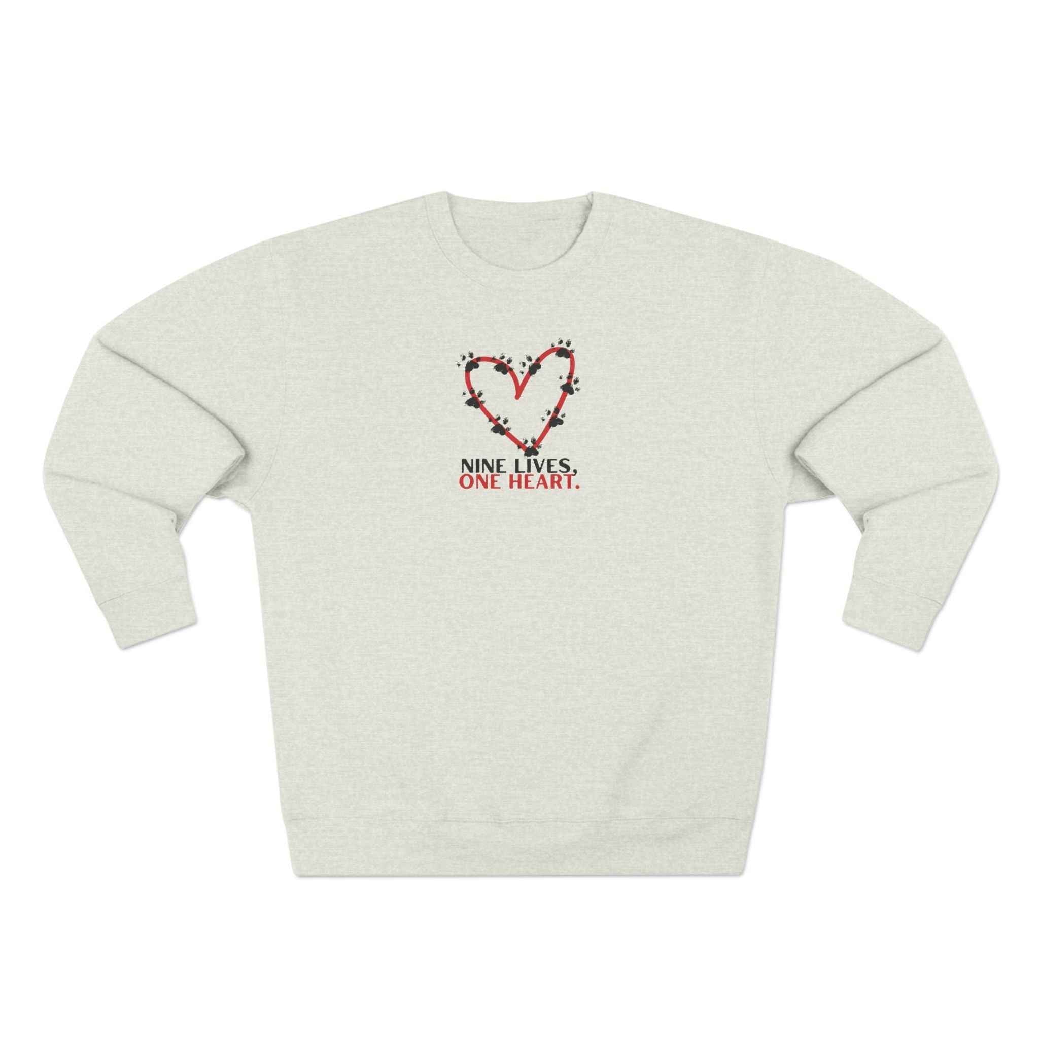 Nine Lives, One Heart – Cat Lover Sweatshirt - Clothing, Unisex, Sweatshirts - EpiAl's Shop
